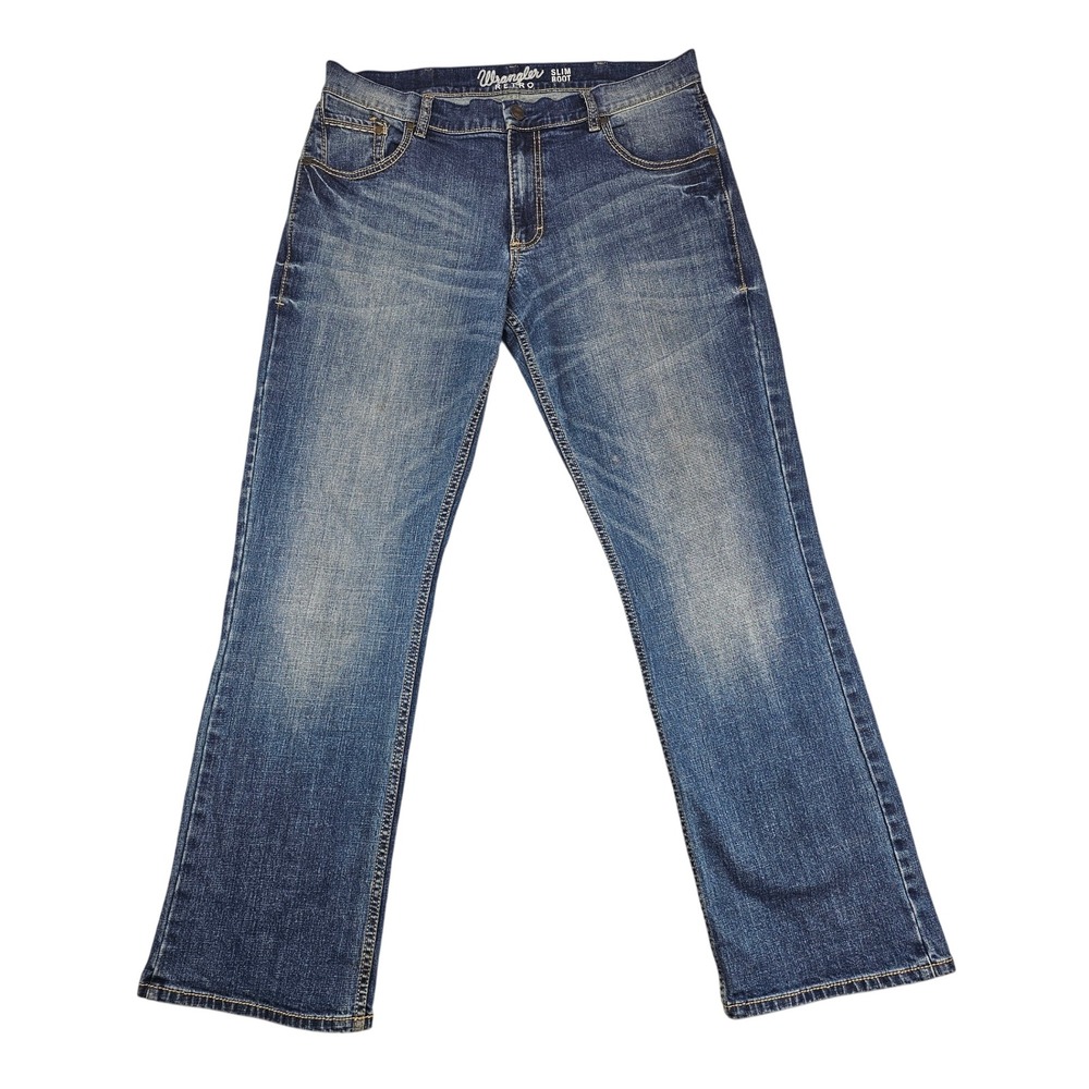 Wrangler Retro Slim Boot Jeans Mens 35x32 Medium Wash Denim WLT77LY